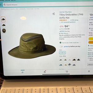 Tilley Airflo hat.  Olive color size 7 1/4.
